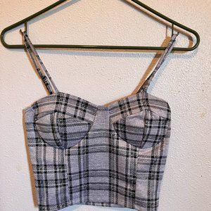 Liz & Sara purple Plaid Crop Top